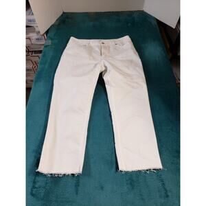 J Jill Jeans Size 6 Womens White Pants Ladies Denim Mid Rise Slim Cropped
